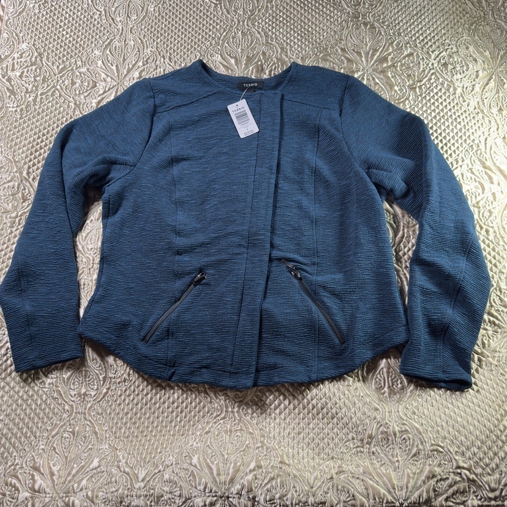Tahari Blue Textured Jacket
